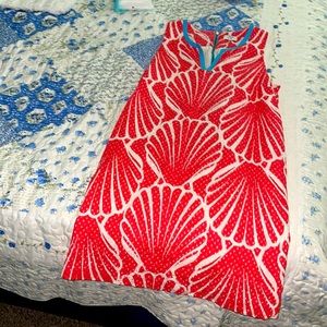 Crown & Ivy: sleeveless sundress coral/turquoise